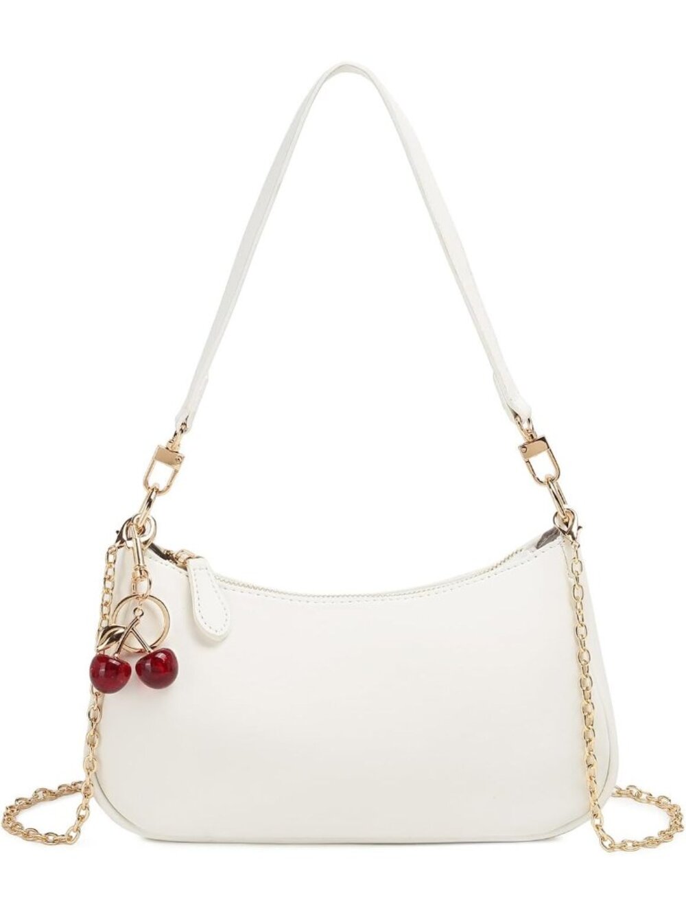 👜Women's White Leather Minimalist Crossbody Bag Underarm Shoulder Bag Charm